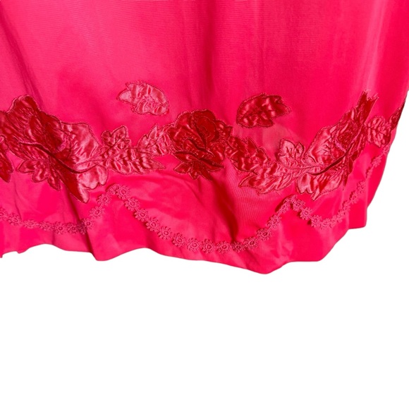 Vintage 50s 60s Nan Flower Red Nylon Slip Nightgown Boudoir Rockabilly Grunge 38 - Picture 7 of 13